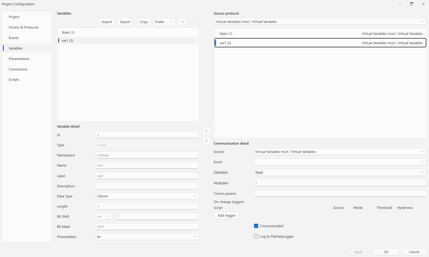 The var1 variable — the same bit field, a linear presentation