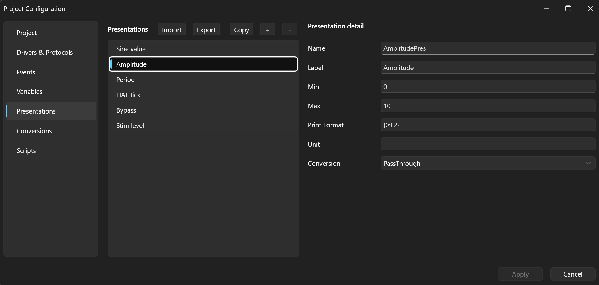 Amplitude presentation