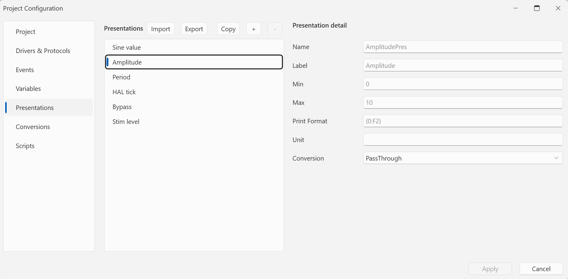 Amplitude presentation