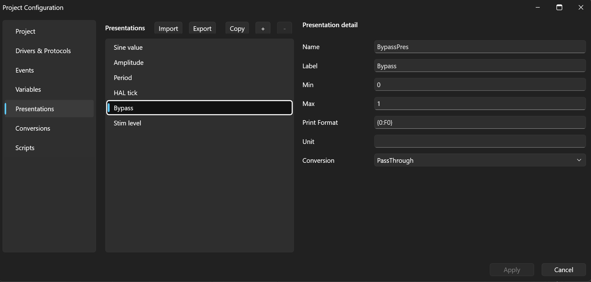 Bypass presentation — 0/1