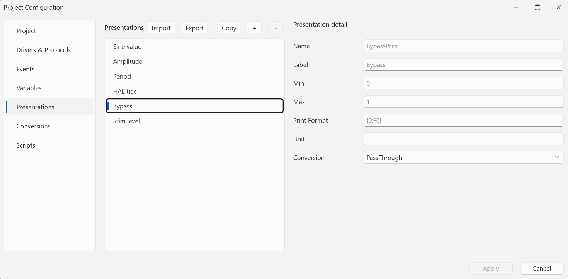Bypass presentation — 0/1