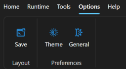 The Options ribbon tab