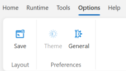 The Options ribbon tab