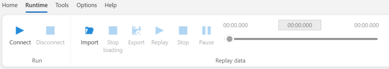 The Runtime ribbon tab