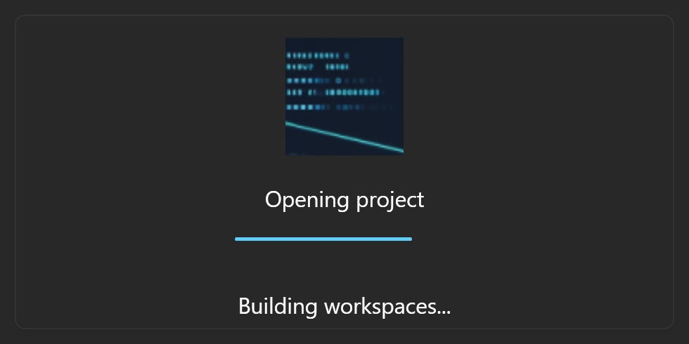 Úvodní okno při otevírání projektu