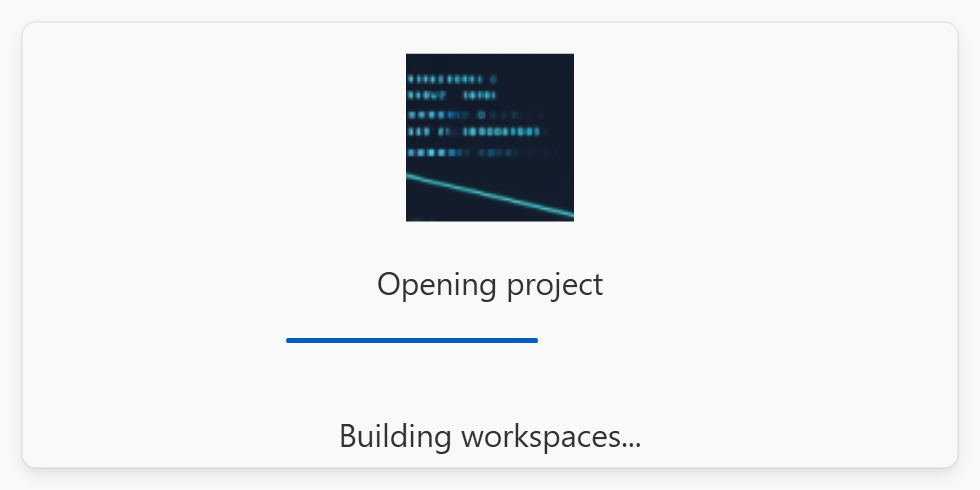 Úvodní okno při otevírání projektu